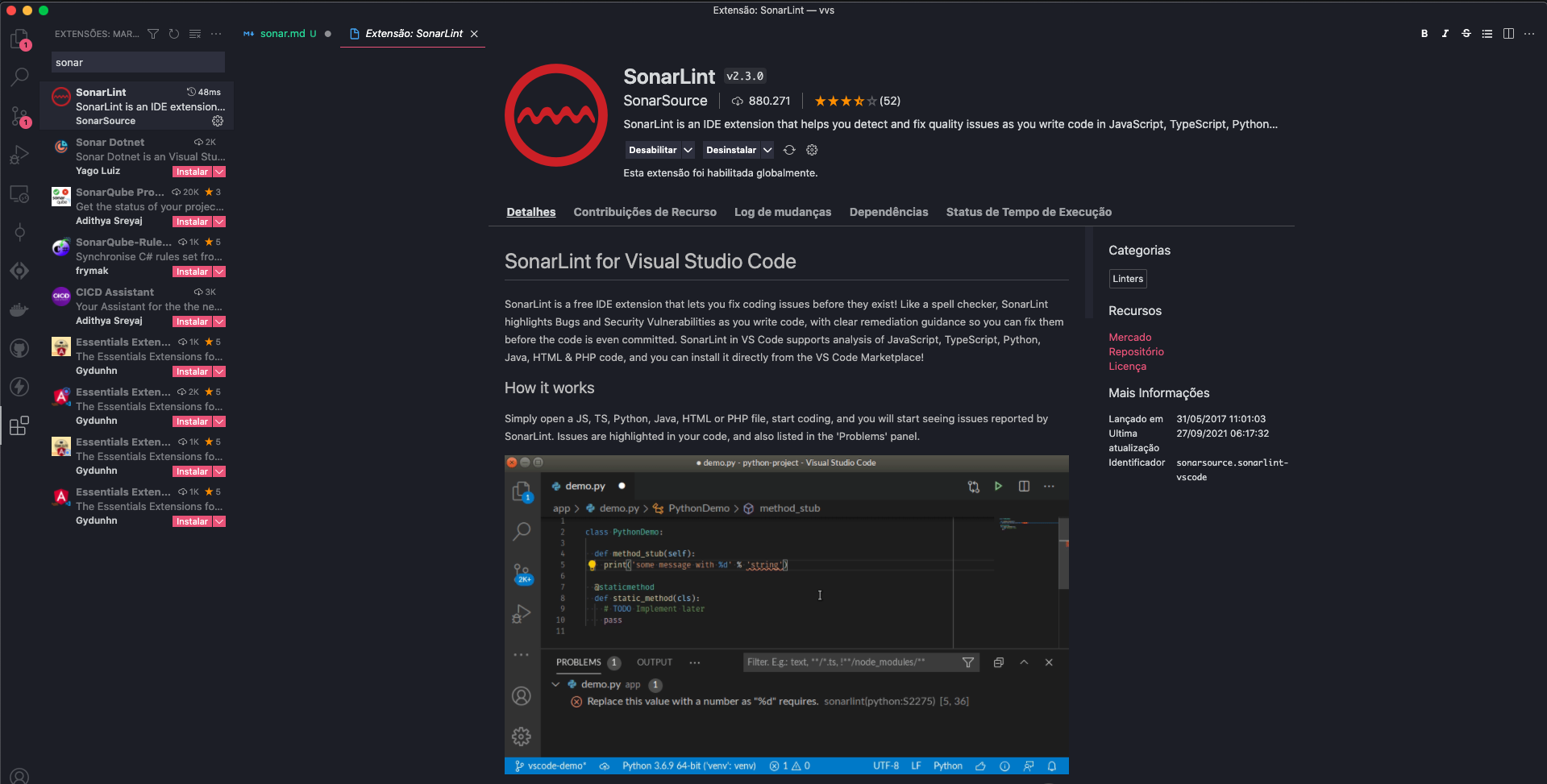 SonarLint no VS Code